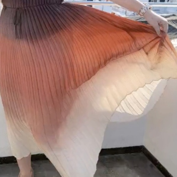 SOLD SOLD SOLD NWT Banana Republic Archive Ombre Silk Pleated Midi Skirt XSP - Picture 7 of 16